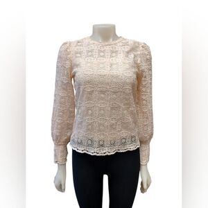 Ricki’s NWT Lace Puff Long Sleeve Top Creme Lacey Size XS